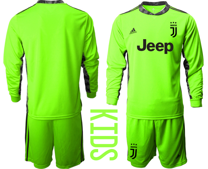 Youth 2020-2021 club Juventus green long sleeved Goalkeeper blank Soccer Jerseys